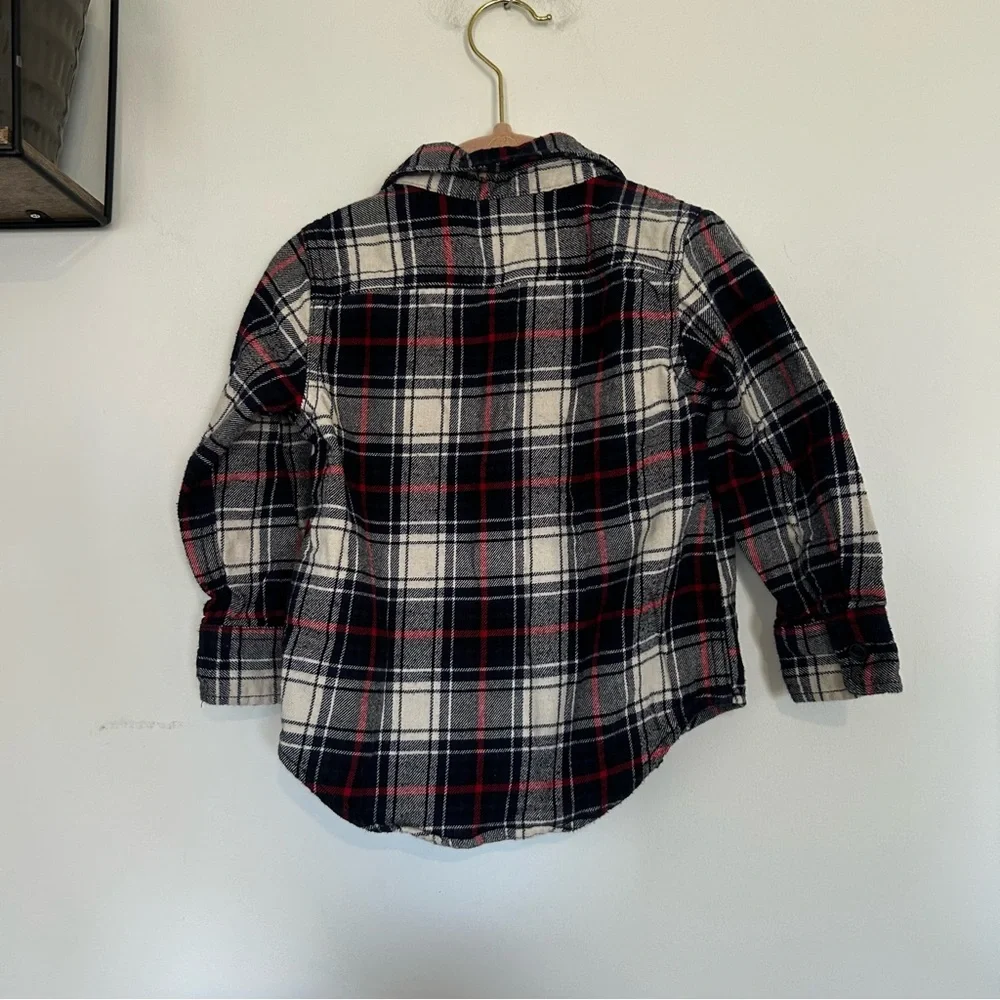 Baby Gap Organic Cotton Plaid Flannel Long Sleeve‎ Button Up Shirt Size 2 Years
